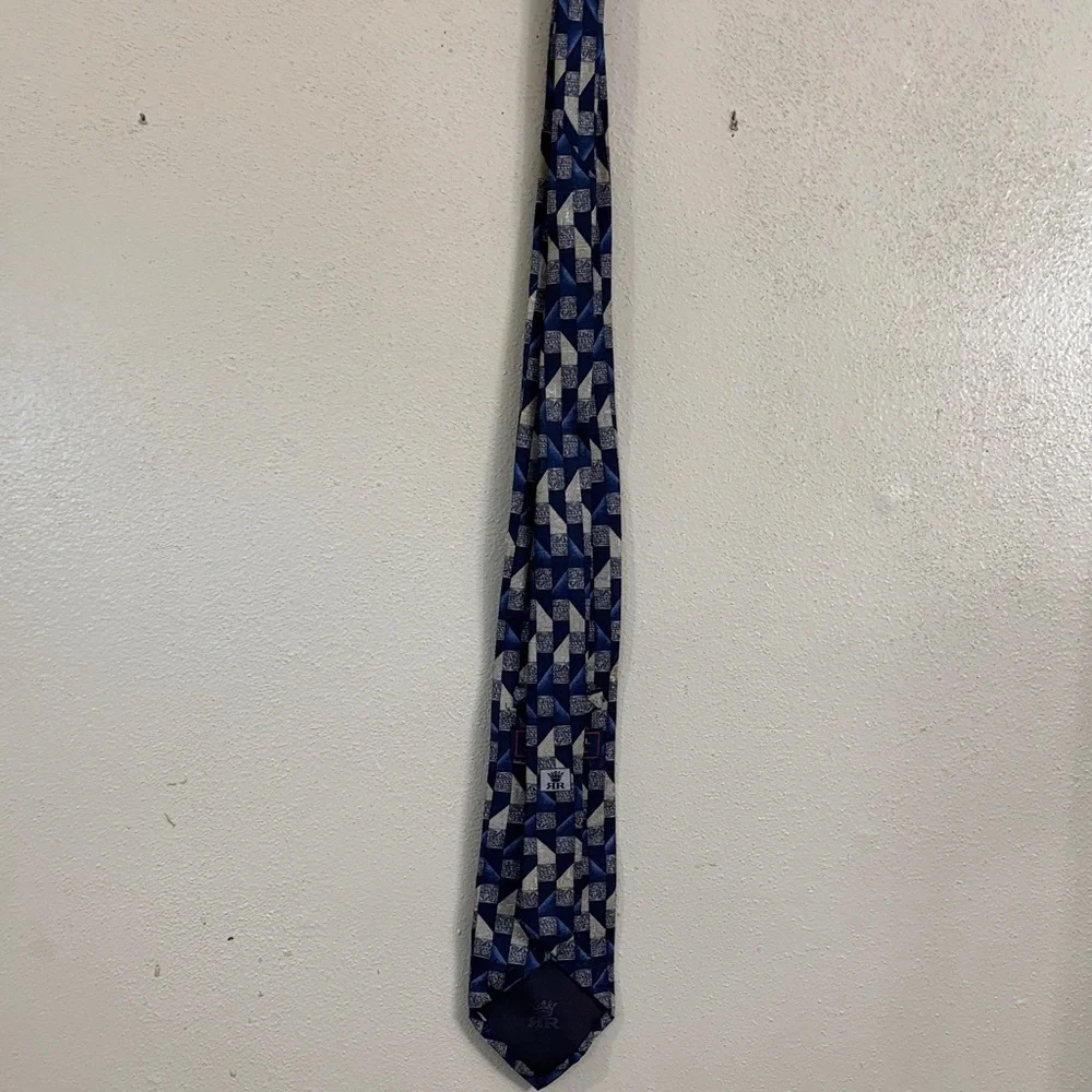 RICHEL ROYAL Stylish Blue and Gray Geometric Men's Tie